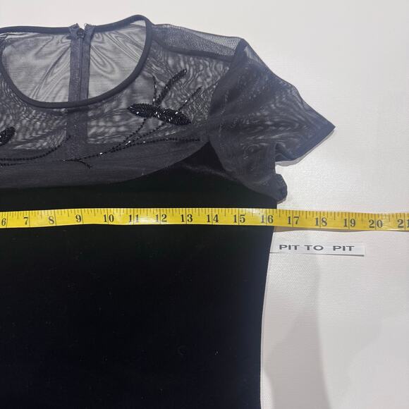 Vintage Floral Mesh Beads Velvet Velour Dress Whimsigoth Fairy Grunge size 6 - Picture 6 of 9